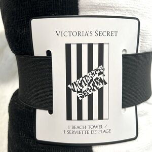 NWT Victoria’s Secret Black and white stripes Beach Towel